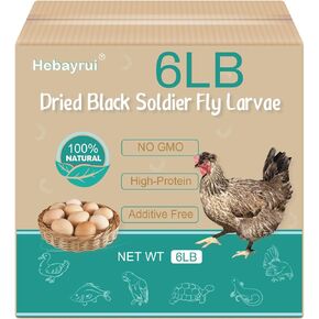 Chicken Feed, 6 LB Meal Worms Dried for Chickens Feeder, Laying Hens Coop Accessories, Black Soldier Fly Larvae, Birds Treats Food Poultry Snack
