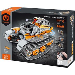 Mechanical Master - R/C 4-in-1: Tank Robot - 552pcs - Bricks Model Set: Tank-Robot-Cube-Car w/Remote Control, Building Blocks