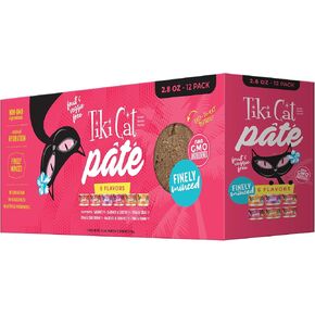 Tiki Cat Grill Pâté Variety Pack, Combinations of Real Flaked Fish, Wet High-Protein & High-Moisture Cat Food, 2.8 oz. Cans (Pack of 12)