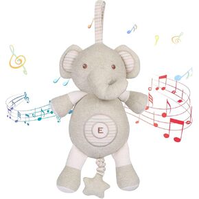 COTTONEBEBE Organic Baby Toys, Stuffed Animal Toy with Lullaby Music for Infant Babies 0 3 6 12 to 36 Months Boy & Girl,Ideal Gift for Newborn (Mrs.Bunny, Cotton)