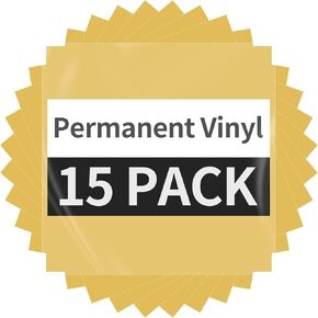 Black Permanent Vinyl - 15 Sheets Glossy Black Adhesive Vinyl 12"x11.8", Black Vinyl Permanent Adhesive Vinyl Sheets for Home Decor Car Decal, Glossy & Waterproof Vinyl Paper for All Cutting Machine