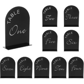uxcell 10pcs Black Arch Acrylic Sign with Stand, 5 x 7 Inch Acrylic Arch Table Number Holders for Wedding Party Table Centerpiece Decoration (Number 1-10)