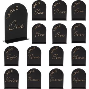 uxcell 15pcs Black Arch Acrylic Sign with Stand, 5 x 7 Inch Acrylic Arch Table Number Holders for Wedding Table Centerpiece Decoration (Number 1-15)
