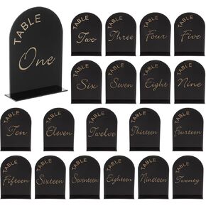uxcell 20pcs Black Arch Acrylic Sign with Stand, 5 x 7 Inch Acrylic Arch Table Number Holders for Wedding Table Centerpiece Decoration (Number 1-20)
