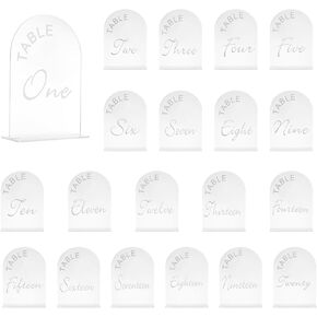 uxcell 20pcs Matte White Arch Acrylic Sign with Stand, 5 x 7 Inch Acrylic Arch Table Number Holders for Party Table Centerpiece Decoration (Number 1-20)