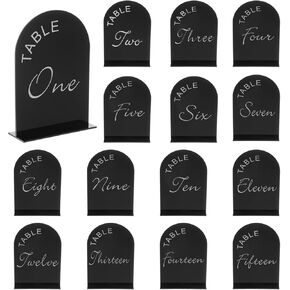 uxcell 15pcs Black Arch Acrylic Sign with Stand, 5 x 7 Inch Acrylic Arch Table Number Holders for Wedding Party Table Centerpiece Decoration (Number 1-15)