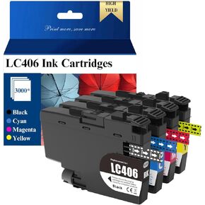 LC406XL Ink Cartridges Compatible with Brother MFC-J4335DW MFC-J4345DW MFC-J4535DW MFC-J5855DW MFC-J5955DW MFC-J6555DW MFC-J6955DW Printer 4-Pack