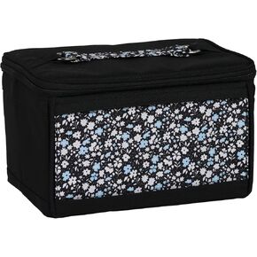 صندوق تنظيم أدوات الخياطة من إيفريثينج ماري، زهور زرقاء - سلة تخزين اللوازم والإكسسوارات - تنظيم الخيوط والإبر والأفكار والمقص - علبة يدوية محمولة in Kuwait