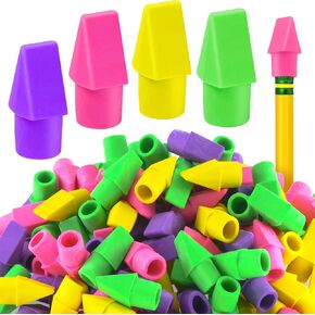 120 Pack Erasers for Pencils | Kid Friendly Colors | Pencil Top Erasers | Cap Erasers | Topper Eraser | Colorful School Eraser | Wedge Shape Eraser Caps | KitchenDine