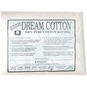 Quilter's Dream Cotton White Request Batting (108" x 93") Queen