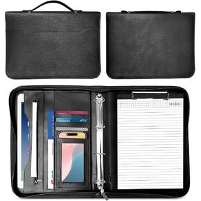 Padfolio, Portfolio Binder, 4-Ring Binder padfolio with 5 Clear Sheets Protector, One Notepad,Portfolio Folder, PU Leather, Folio, Legal Pad Portfolio, Resume Portfolio Folder, Professional Binder