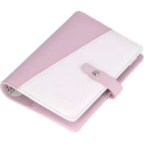 Topyond A6 Budget Binder, Portable PU Leather Refillable Multifunctional Compartment Binder Budget Organizer for Office School Saving Money(Pink)