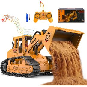 Construction Toys Bulldozer - Kids Engineering Remote Control Truck Toy, Rechargeable Multifunction Vehicle Loader Beach Outdoor Toy, Christmas Birthday Idea for 3 4 5 6 Year Old Toddler Boys Children