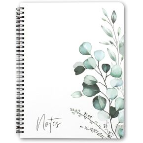 ZICOTO Aesthetic Spiral Notebook Journal For Women - Cute Greenery 10.5" x 8.5" College Ruled Notebook With Large Pockets, Lined Pages and Hardcover - Perfect to Stay Organized at Work or School