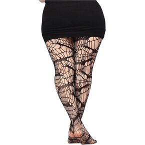 WDIRARA Women's Plus Size Fisnnet Stocking Patterned Tights High Waist Mesh Pantyhose