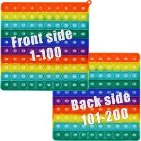 Double Side 1 100 200 Pop it, Chart, Numbers, Row Counter Knitting Crochet, Stitch Counters Crocheting Square Popper Fidget Sensory Toy, Educational Tool, Great Gift for Birthdays, Christmas