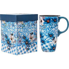 كوب قهوة من السيراميك من DUSVALLY للمكتب والمنزل، فريد مطلي بكوب، كوب على شكل زهرة، 17oz.أكواب كبيرة، ليلة القمر in Kuwait