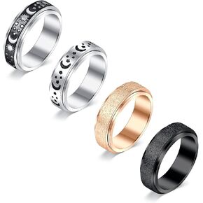 MODRSA Fidget Rings for Women Spinner Ring Spinning Ring Silver Figet Ring Fidget Spinner Ring for Men Rings Size 6 7 8 9 10
