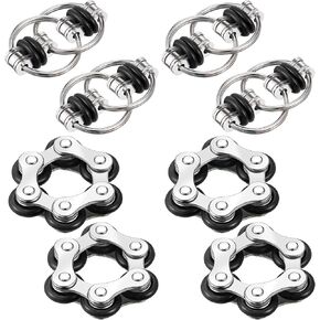 Hicarer 8 Pieces Fidget Toys Set Includes 4 Flippy Roller Chain and 4 Six Roller Bike Chain Toys for Adults and Teenagers in Learning Help (Red, Sky Blue, Green, Black)