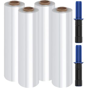 Stretch Wrap Film-2 Pack 15 inch Wide 1000ft Heavy Duty Shrink Wrap,60 Gauge 500% Stretch Industrial Strength for Pallet Wrap, Furniture Wrapping Moving & Protection,2 Roll with Handles