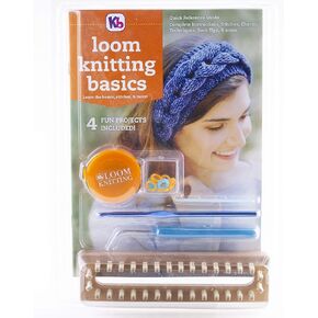 Authentic Knitting Board Knitting Reference Guide/Tool Kit, with 32 peg wood loom
