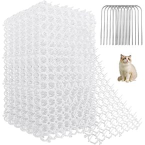 16PCS Cat Scat Mat 16x11 Cat Spike Keep Cats Out of Yard Permanently, Scat Mat with Spiked Outdoor Garden Indoor Furniture, Plastic Anti Digging for Dogs Deterrent, White Cat Deterrent for Counter