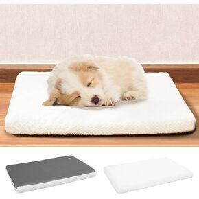 EMPSIGN Dog Bed Crate Pad for Medium Dogs, Deluxe Fluffy Plush Machine Washable Dog Mat , Crate Pet Beds with Removable Waterproof Cover, Sleeping Mat Cushion Bed, 29inch X 18inch X 3, White