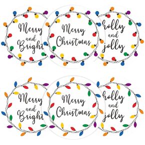 Anwyll Holidays Stickers,Happy Holidays Cheer Gift Stickers,120Pcs 2Inch Merry Christmas Gift Stickers,Self-Adhesive Christmas Envelope Seal Label Sticker,Light Design Xmas Gift Tags Stickers for Card