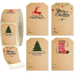 80 Pcs Christmas Gift Tags Christmas Presents Tags Stickers Self Adhesive Christmas Tags Christmas Labels Stickers for Gift Package Holiday Decor (3 x 2 Inch)