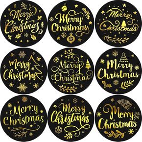 Merry Christmas Thank You Stickers Xmas Gold Foil Sticker Holiday Decorative Label Tags for Sealing Envelopes Cards Scrapbook Supplies 500Pcs