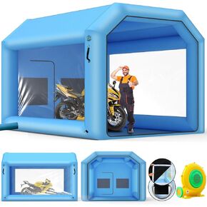 Inflatable Paint Booth, 10x8.2x8.2ft Inflatable Spray Booth with 550W Powerful Blower and Three Layer Filter System, Portable Spray Booth Tent for Car Motorcycle Paint Workstation Garage