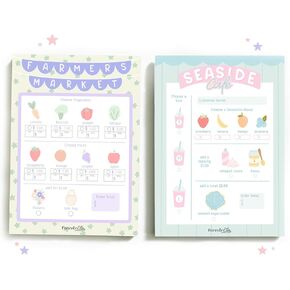 Pretend Play Menu Notepad Set for Kids – Restaurant Play Menus for Kitchen, Role Play Set for Toddlers, Supermarket Cash Register Accessories, Grocery Store Toddler Learning Toys