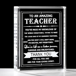 Teacher Appreciation Gifts for Women Men-Teacher Crystal Plaque Gifts Best Teacher Birthday Christmas Retirement Teachers' Day Graduation Gifts Thank You Teacher Gifts from Student