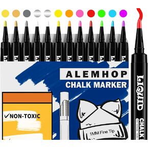 Chalk Markers for Blackboard - Chalkboard Markers - Liquid Chlak Pens for Chalk board, First Day of School Signs, Window, Glass, Fine Tip, Multicolor, 8 Pack