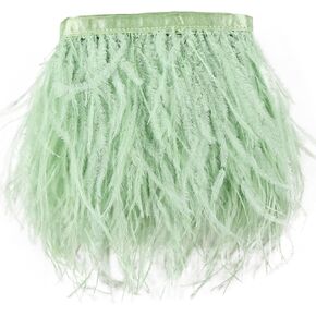 Ostrich Fringe Trim - 2yards 4-6inch Ostrich Feathers Fringe Trim for DIY Dress Sewing Costumes Decoration,Craft Clothing,Wedding,Christmas Home Party (Black)