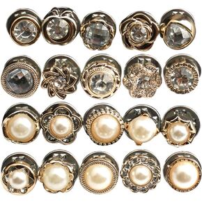 SUPVOX 40pcs Sew On Snap Buttons Rehinestone Decorative Snap Fasteners Press Studs Buttons for Sewing Clothing Lether Jackets DIY Craft Random Type