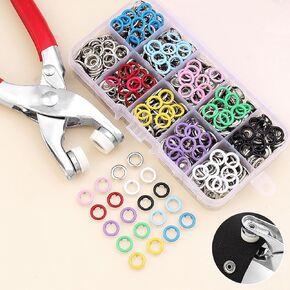 Pangogogo 200 Sets Snaps for Fabric，Easy to Use 10 Colors Snap Button Kit ，Metal Snaps Buttons with Fastener Pliers Press Tool Kit for DIY Crafting Clothing Sewing (9.5mm / 800 PCS)