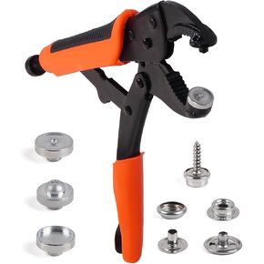 HEY FOLY Heavy Duty Snap Fastener Tool Set, Adjustable Snap Button Kit Includes 40 Sets 15mm Stainless Replacing Metal Snaps for Marine Repairing Boat Cover, Fabric, Canvas, Sewing, Tarps