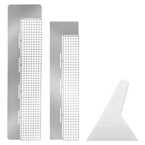 3Pcs Diamond Drawing Ruler Mesh Ruler Grid Stainless Steel 5D Diamond Drawing Ruler Tool DIY Diamond Drawing Ruler Accessories with 240 400 Blank Grids for Diamond Drawing Round Full Partial Drill