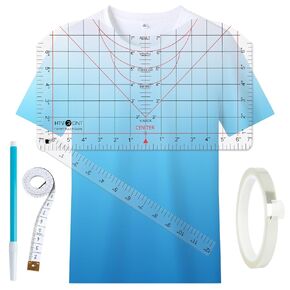 4PCS Tshirt Ruler Guide Set - Precision Alignment Tool for HTV Vinyl Heat Press, All-in-One T-Shirt Measurement Ruler for Centering Designs and Crafting - Essential Cricut Accessories & Supplies