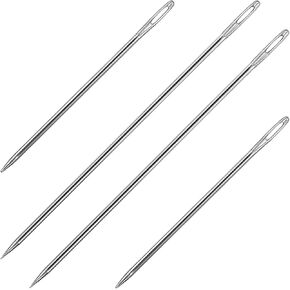 4 Pcs Professional Upholstery Needle 4" 6" Sewing Needles Large Eye Hand Sewing Needles Stainless Steel Yarn Needle Embroidery Needles for Hand Sewing Stitching and Crafting Projects