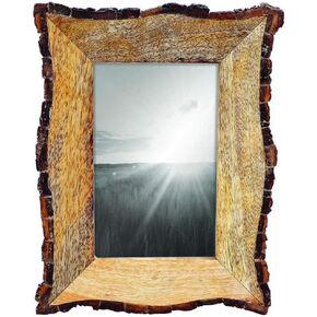 Rustic Live Edge 4 x 6 inch Decorative Wood Picture Frame, 54, Brown