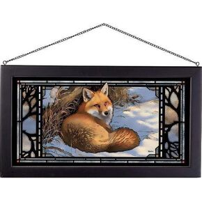 Wild Wings 5386500013 Stained Glass Art, 23-inch Width (Restful Moment Fox)