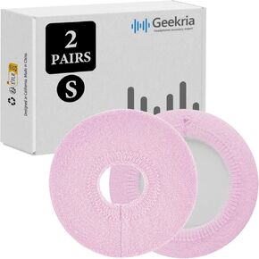 Geekria 2 Pairs Flex Fabric Headphones Ear Covers, Washable & Stretchable Sanitary Earcup Protectors for On-Ear Headset Ear Pads, Sweat Cover for Warm & Comfort (S/Pink)