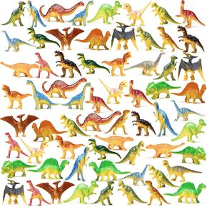 PREXTEX Mini Dinosaur Figures Toys Box (12 Count) | Best for Party Favors Easter Eggs Filler Plastic Small Cupcake/Cake Toppers