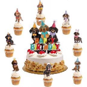 25PCS Dachshund Cupcake Toppers - Dachshund Decor Dachshund Cake Decoration Dog Cupcake Toppers Dog Cake Topper Dachshund Birthday Decorations Weiner Dog Decor