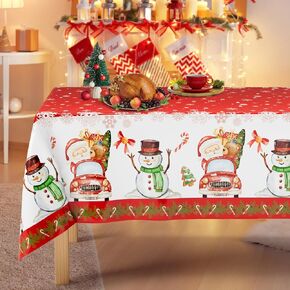 AobkDeco 3 pcs Christmas Tablecloth Party Decorations - 54 x 108 Inch Disposable Plastic Rectangle Xmas Snowman Snowflakes Party Table Cloths for Christmas Table Decorations and Party Supplies