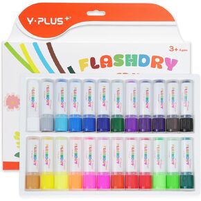 Flashdry Paint Sticks for Kids, 12 Colors Tempera Paint Set for Toddler, Non-toxic Washable Coloring Art Supplies for Ages 2-4 3-5 4-8