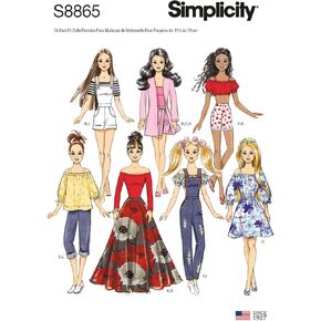 Simplicity S8865 Doll Clothes Sewing Patterns for 11.5" Dolls, Code 8865