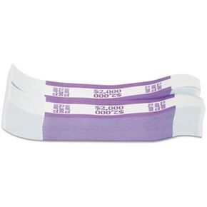 Currency Straps, Violet, $2,000 in $20 Bills, 1000 Bands/Pack